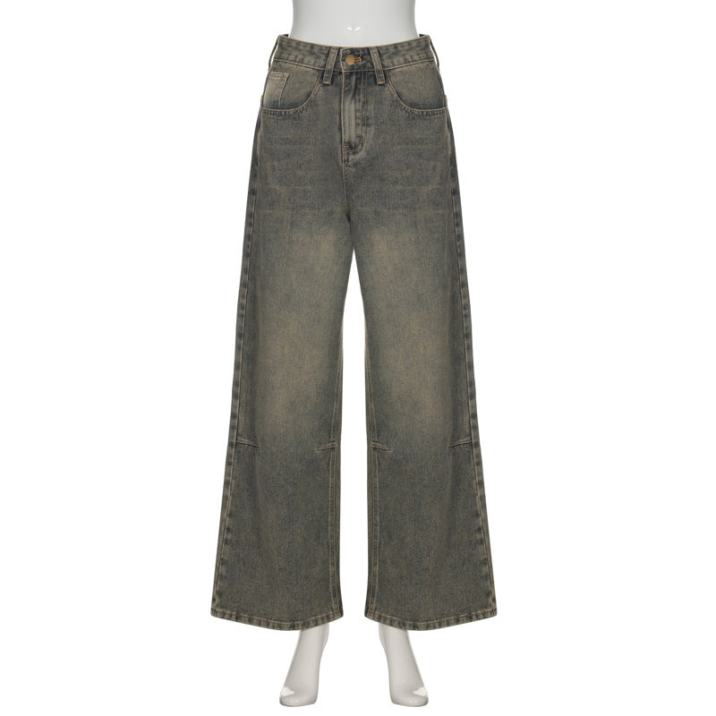 Women's Summer Washed Gradient Retro Mid-waist Jeans