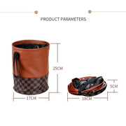 Foldable leather car trash can, view 5 - MRSLM