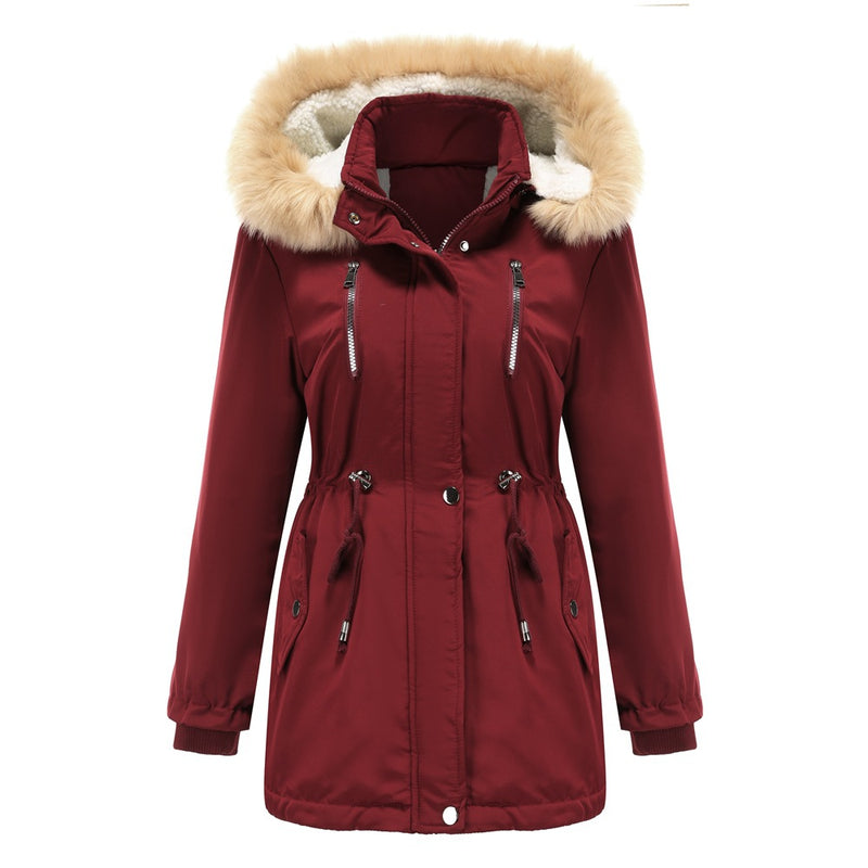 Women's long fleece-lined parka with detachable hood, view 3 - MRSLM