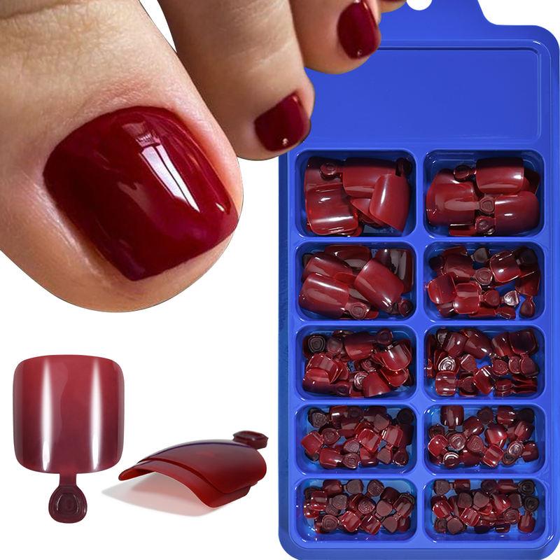 pink and red press-on toenails - MRSLM