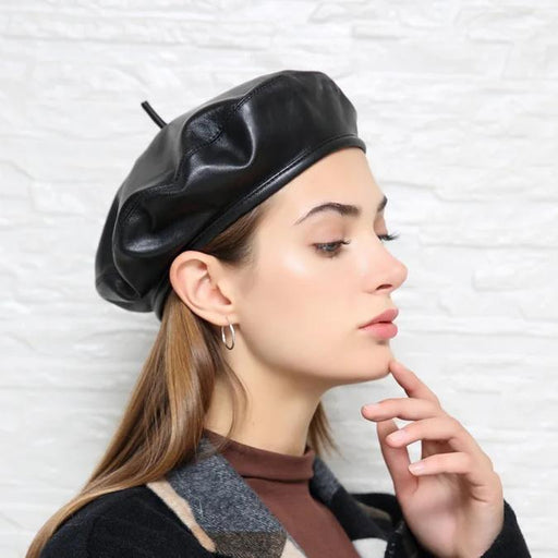 genuine leather retro beret cap - MRSLM