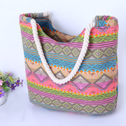 striped canvas beach bag, view 4 - MRSLM