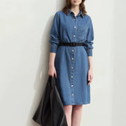 denim shirt dress with lapel collar - MRSLM