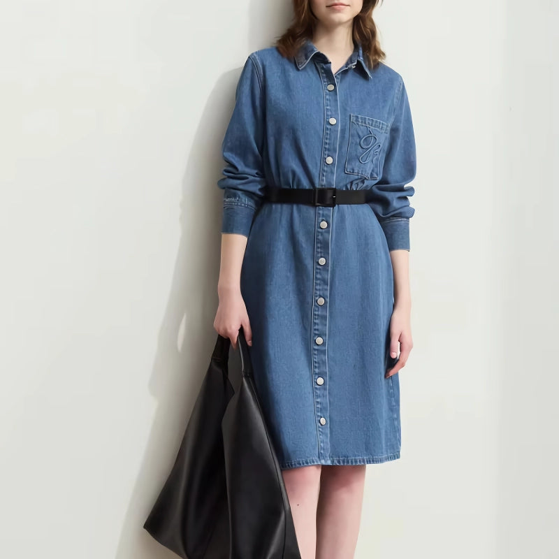 denim shirt dress with lapel collar - MRSLM