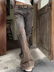 vintage patchwork denim pants, view 3 - MRSLM