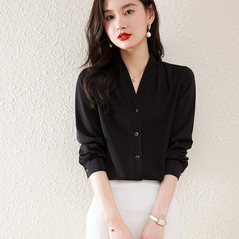 Women's New Long Sleeve V-Neck Shirt Top