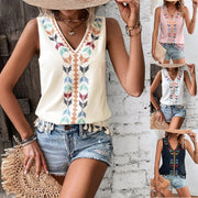 women's ethnic style v-neck embroidered vest top, view 7 - MRSLM