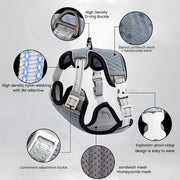 reflective cat harness and leash set, view 6 - MRSLM