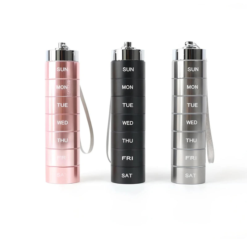 portable 7 grids aluminum pill box, view 8 - MRSLM