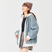 women's hooded lamb wool coat, view 5 - MRSLM