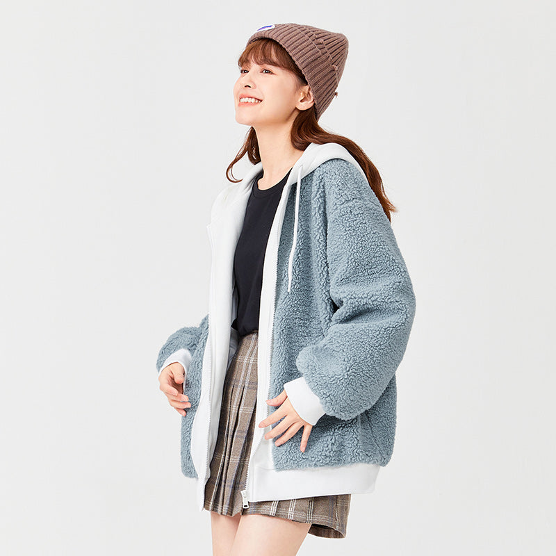 women's hooded lamb wool coat, view 5 - MRSLM