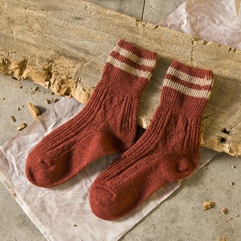 thick striped wool socks, view 4 - MRSLM