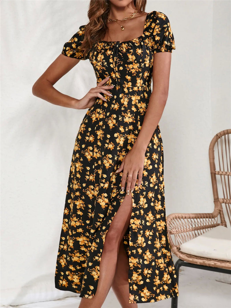 Women's printed long strapless dress, view 4 - MRSLM