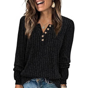women's round neck button pullover top, view 14 - MRSLM