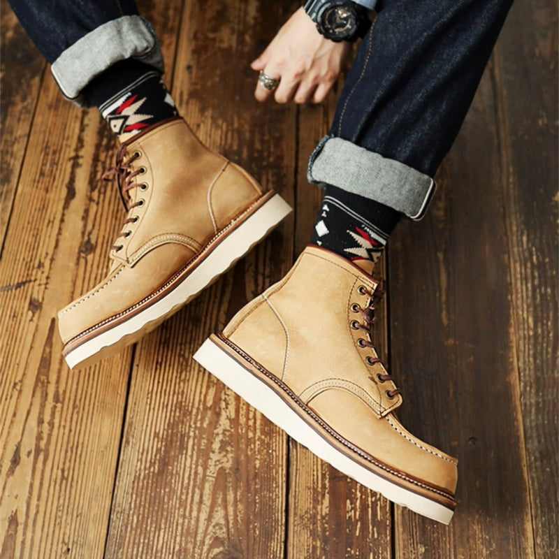 men's handmade leather ankle boots, view 4 - MRSLM
