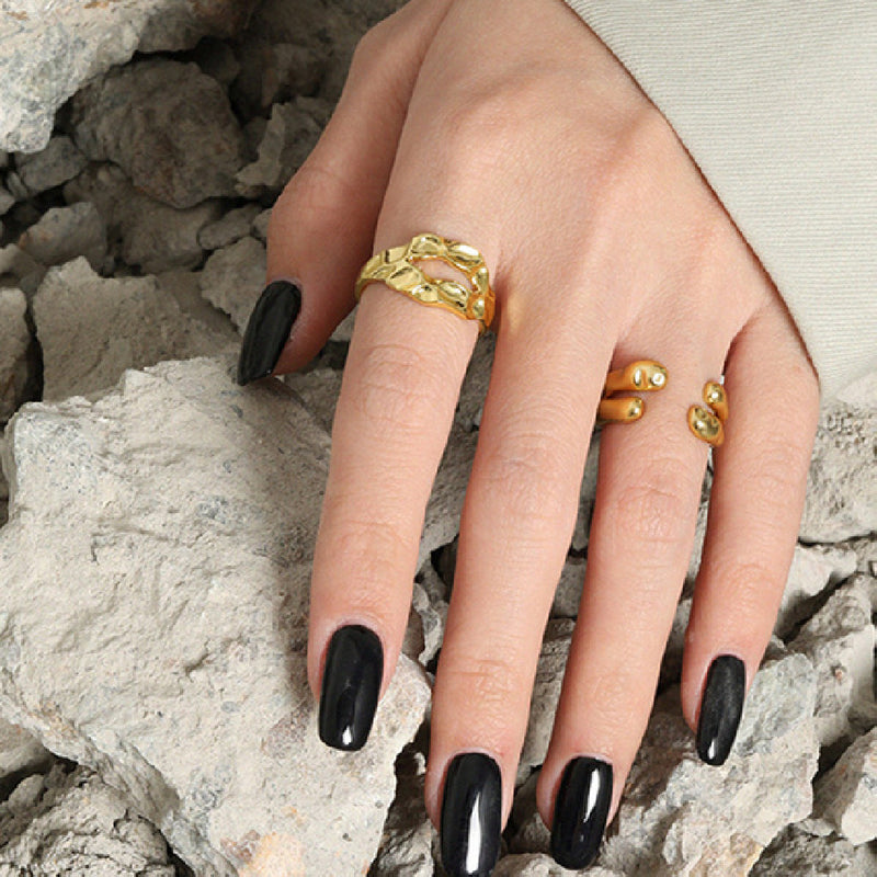 hammered texture s925 silver ring - MRSLM