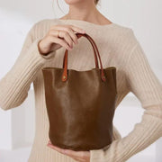 Retro vegetable tanned leather handbag - MRSLM