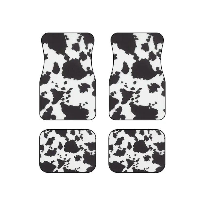 cow print car floor mats, view 3 - MRSLM