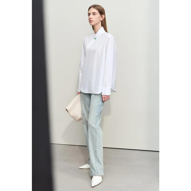 floral stand collar loose blouse, view 4 - MRSLM