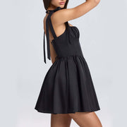 Bow-tied strap backless short dress, view 4 - MRSLM