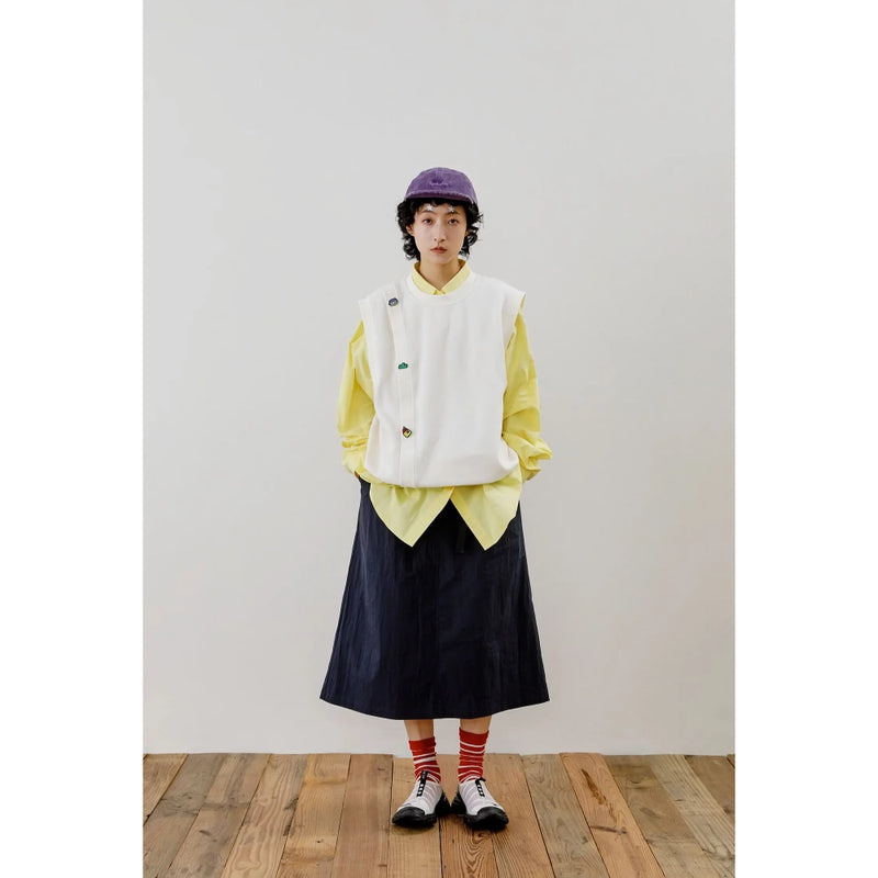 Casual Sleeveless Loose Pullover with Cartoon Design