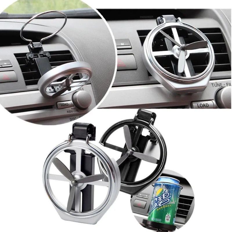 folding car beverage holder with fan, view 4 - MRSLM