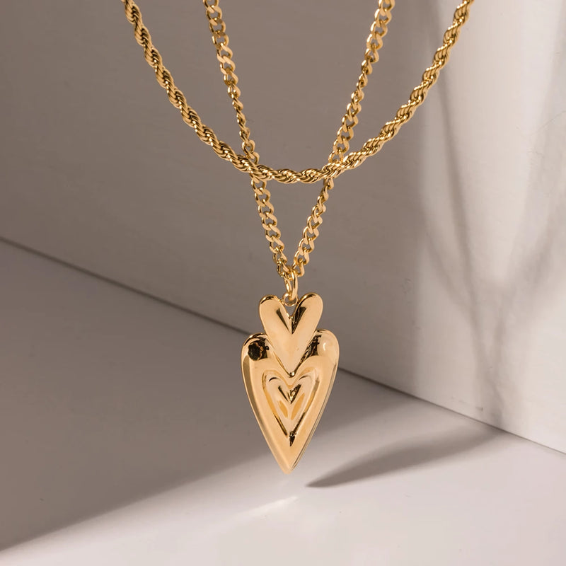 18k gold plated love heart necklace, view 2 - MRSLM