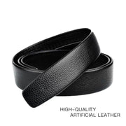men's black PU leather belt automatic buckle, view 8 - MRSLM