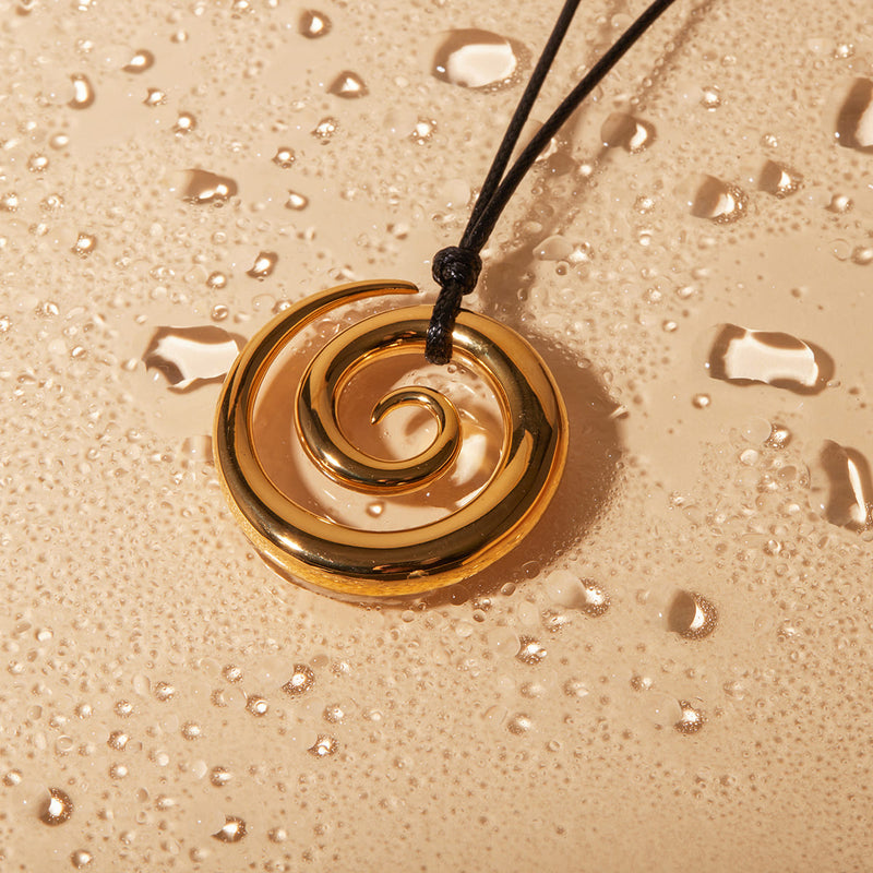 gold spiral circle pendant necklace - MRSLM