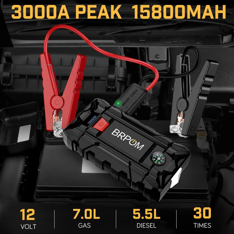 3000A peak 15800mAh car jump starter, view 2 - MRSLM