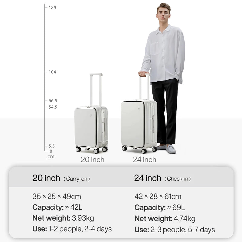 24 inch aluminum frame luggage with usb port, view 11 - MRSLM