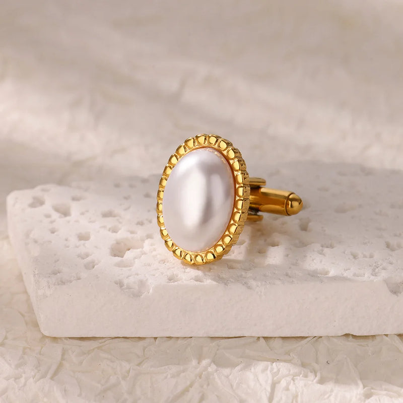 Pearl cufflinks for men, view 3 - MRSLM