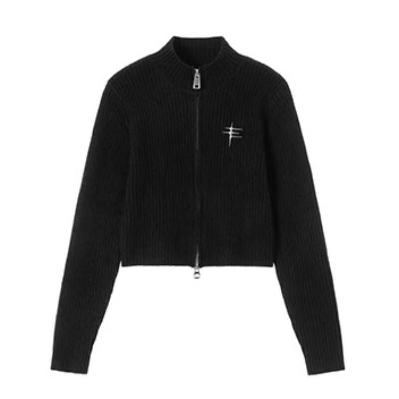 y2k grey zipper cardigan, view 2 - MRSLM