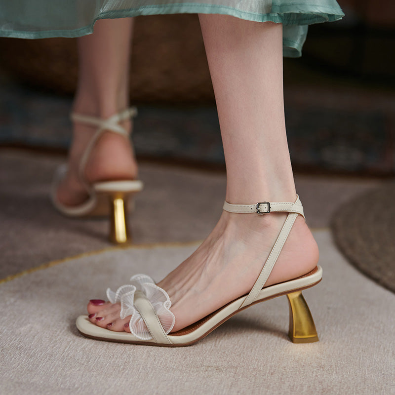 square toe high heel leather sandals, view 7 - MRSLM