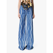 high-waist striped denim trousers, view 5 - MRSLM