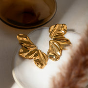 18k gold plated three petal stud earrings, view 4 - MRSLM