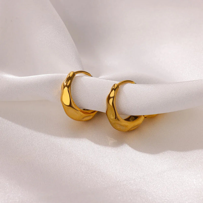 round gold stainless steel earrings, view 7 - MRSLM