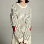 striped flower embroidery sweatshirt, view 2 - MRSLM