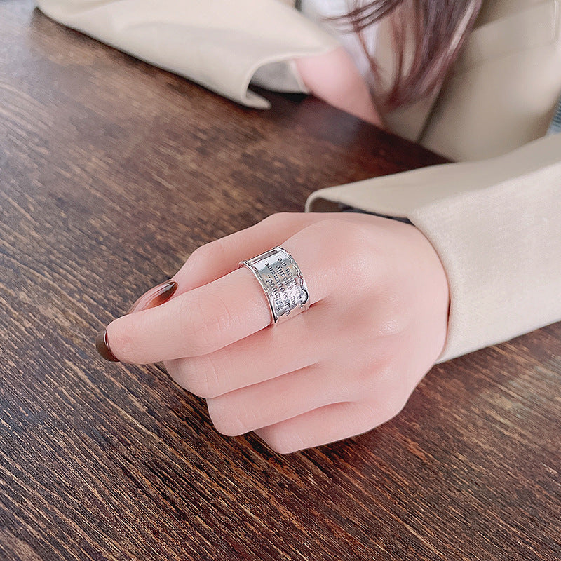 sterling silver wide letter open ring, view 6 - MRSLM