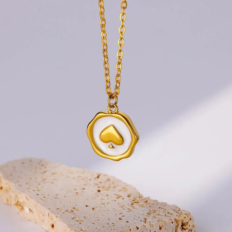 Gold heart pendant necklace, view 3 - MRSLM