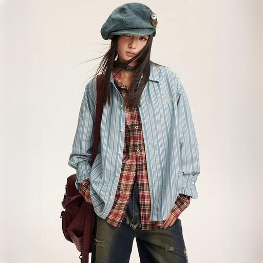 striped long sleeve blouse - MRSLM