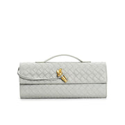 woven leather crossbody clutch bag, view 11 - MRSLM