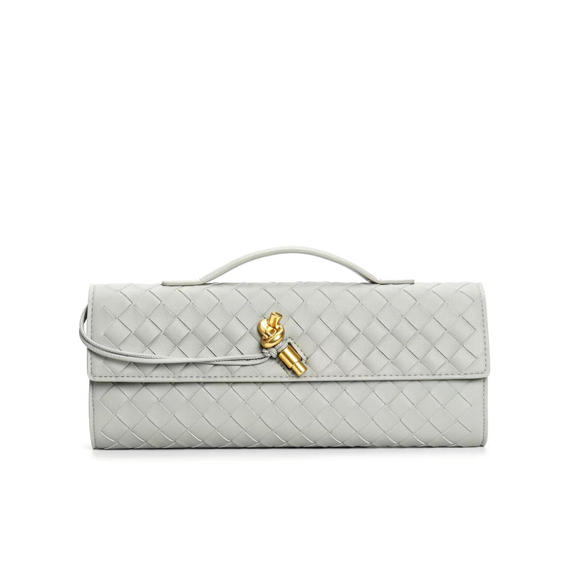 woven leather crossbody clutch bag, view 11 - MRSLM