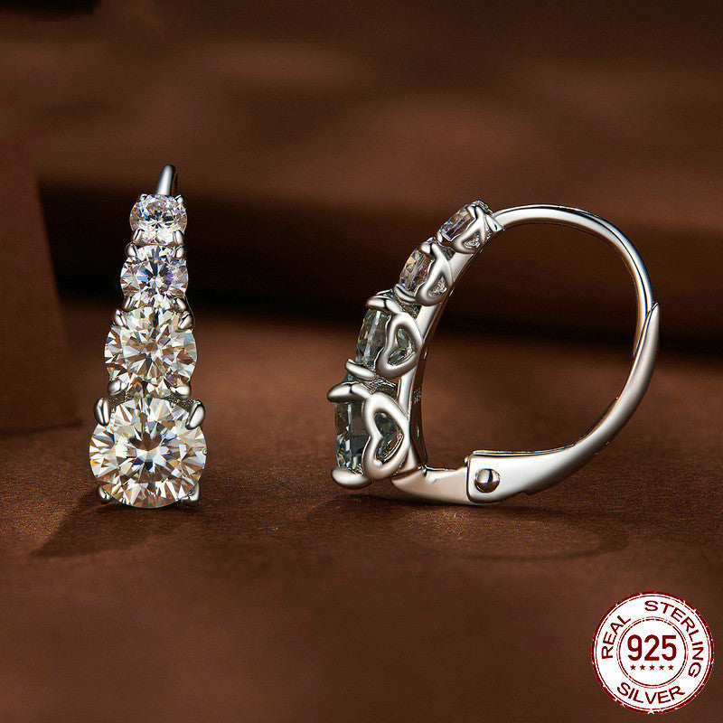 moissanite sterling silver hoop earrings, view 3 - MRSLM