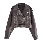 washed motorcycle jacket for women, view 5 - MRSLM