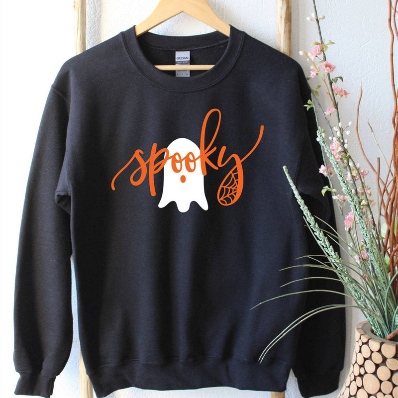 halloween ghost letter print sweatshirt - MRSLM