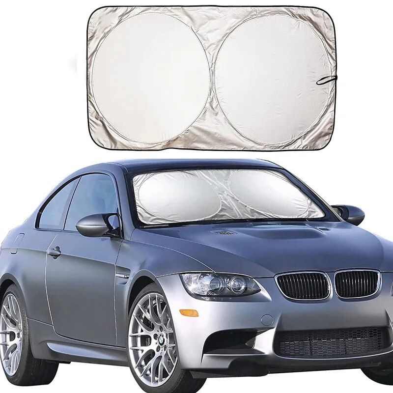compact silver-coated car sunshade, view 3 - MRSLM