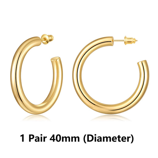 14K gold plated chunky hoop earrings, view 5 - MRSLM