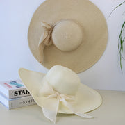 Wide brim straw hat with bowknot, view 4 - MRSLM