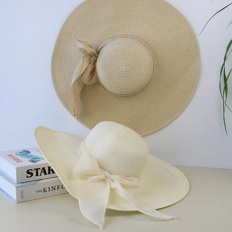 Wide brim straw hat with bowknot, view 4 - MRSLM